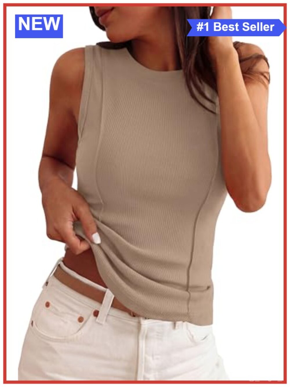Sleeveless Ribbed Tank Top for Women, Stretchy Y2K Basic Tee, Summer Casual